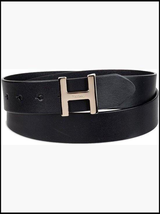 Women\'s Casual Belt with H Monogram Plaque Buckle